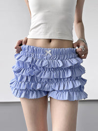 Plaid Ruffled Layered Shorts