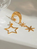 18K Gold-Plated Dangle Earrings with Moon and Star Design - Stylish and Unique Jewelry - Store 42