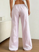 Drawstring Striped Wide Leg Pants