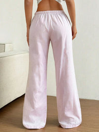 Drawstring Striped Wide Leg Pants