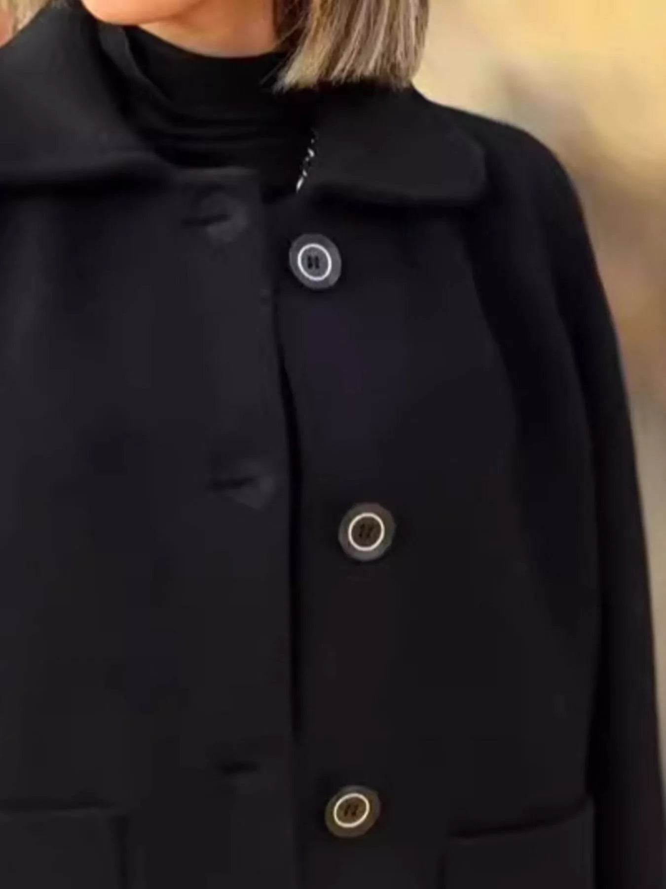 Full Size Button-Front Raglan Sleeve Coat Plus Size - Store 42