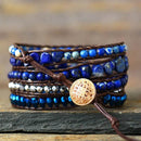 Handcrafted 32.3-35.4 Inch Alloy Braided Bracelet with Lapis Lazuli & Synthetic Crystals - Store 42