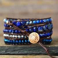Handcrafted 32.3-35.4 Inch Alloy Braided Bracelet with Lapis Lazuli & Synthetic Crystals - Store 42