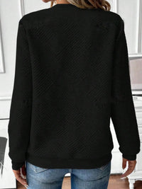 Quarter Zip Textured Long Sleeve Sweatshirt