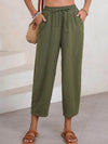 Full Size Drawstring Wide Leg Cropped Pants Plus Size - Store 42