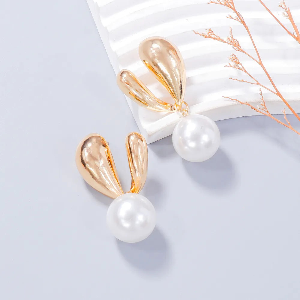Alloy Drip Oil Bunny Earrings White One Size