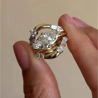 1 Carat Moissanite 925 Sterling Silver 3pcs Ring Set - Store 42