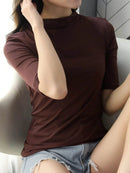 Men's Solid Color Short Sleeve T-Shirt - 100% Polyester, Slightly Stretchy, Imported - Store 42