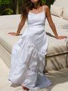 Tiered Maxi Cami Dress with Ruffled Hem White