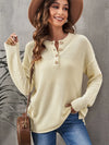 Button Detail Long Sleeve Knit Top Mi Xing