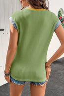 Contrast Trim Ribbed Knit Sleeveless Top