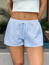 Textured Plaid Casual Shorts Light Blue
