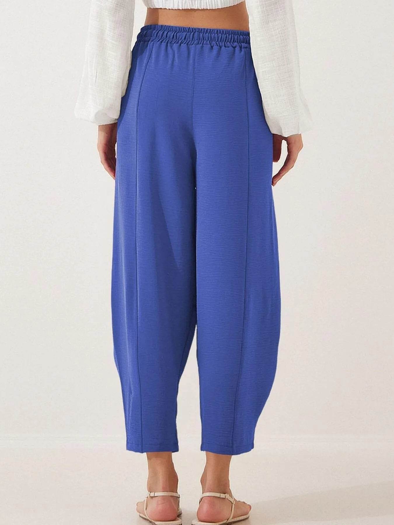 Full Size Drawstring Wide Leg Cropped Pants Plus Size - Store 42