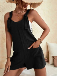 Full Size Knot Strap Romper with Pockets Plus Size - Store 42