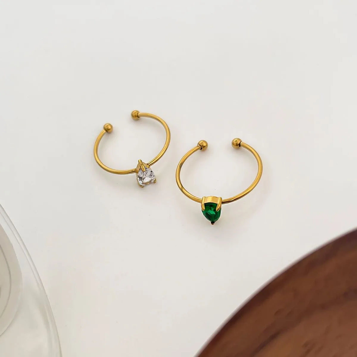 Elegant 2-Piece 18K Gold-Plated Open Ring with Zircon Inlay - Stylish Statement Jewelry