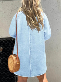 Full Size Button-Front Long Sleeve Denim Shirt Dress Plus Size - Store 42