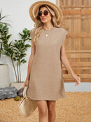 Round Neck Cap Sleeve Mini Dress