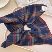 Contrast Plaid Elastic Hair Scrunchy Indigo One Size