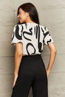 Perfee Printed Flutter Sleeve V-Neck Bodysuit - Store 42
