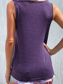 Full Size Decorative Button Round Neck Tank Plus Size - Store 42