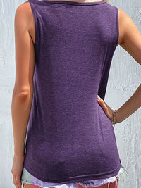 Full Size Decorative Button Round Neck Tank Plus Size - Store 42