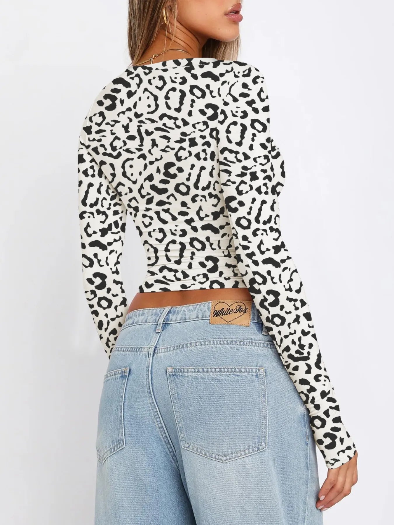 Trendy Long Sleeve Cropped T-Shirt - 100% Polyester, Slightly Stretchy Fabric, Casual Style