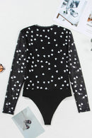 Heart Square Neck Long Sleeve Bodysuit - Store 42