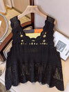 Openwork Scoop Neck Tank Black One Size