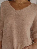 Full Size Relaxed Fit Ribbed Hem Sweater Plus Size