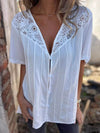 Full Size Lace Detail Short Sleeve Blouse Plus Size - Store 42