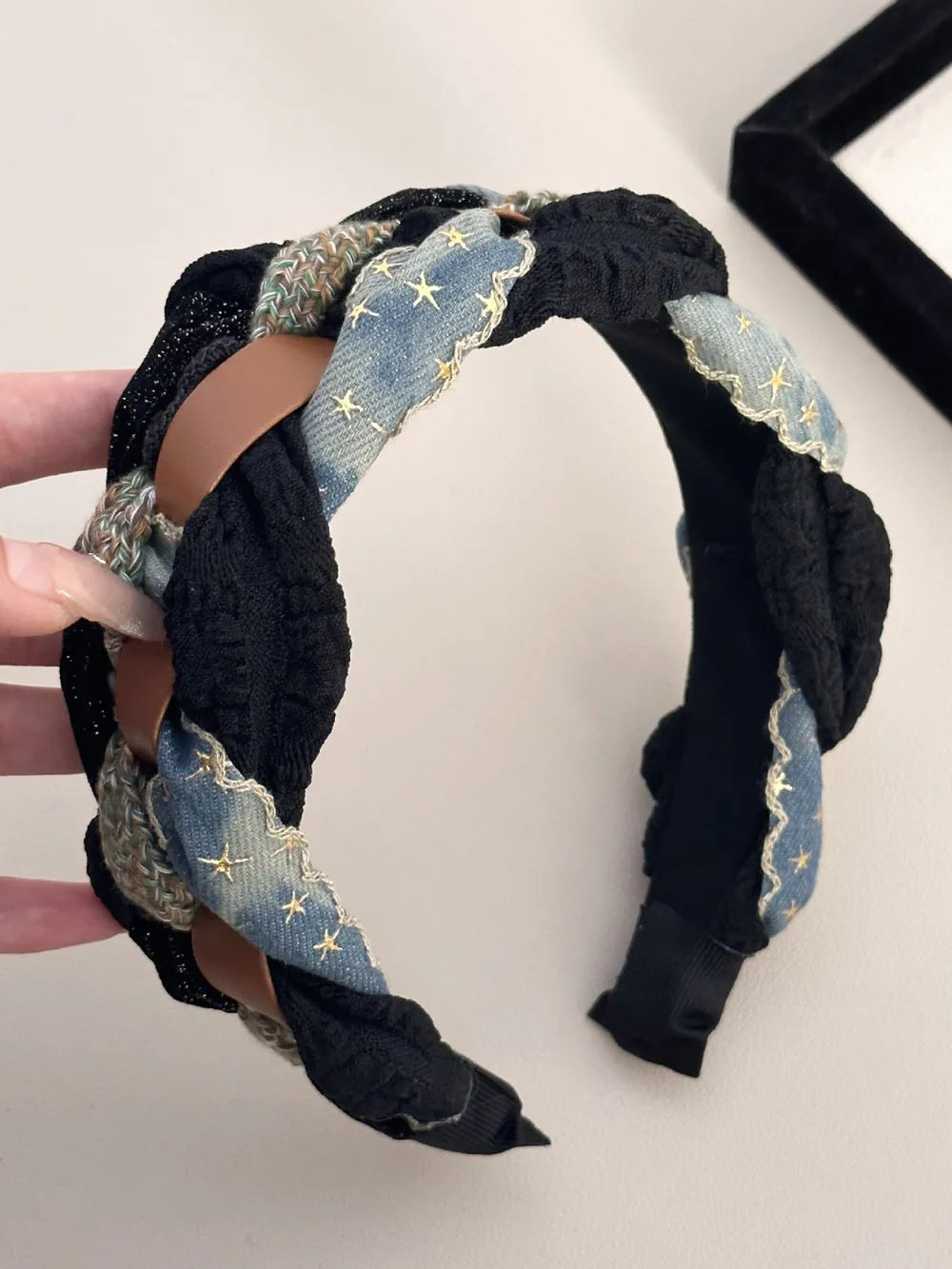 Denim Braided Wide Headband - Washable, Lightweight, Stylish Accessory for All Seasons