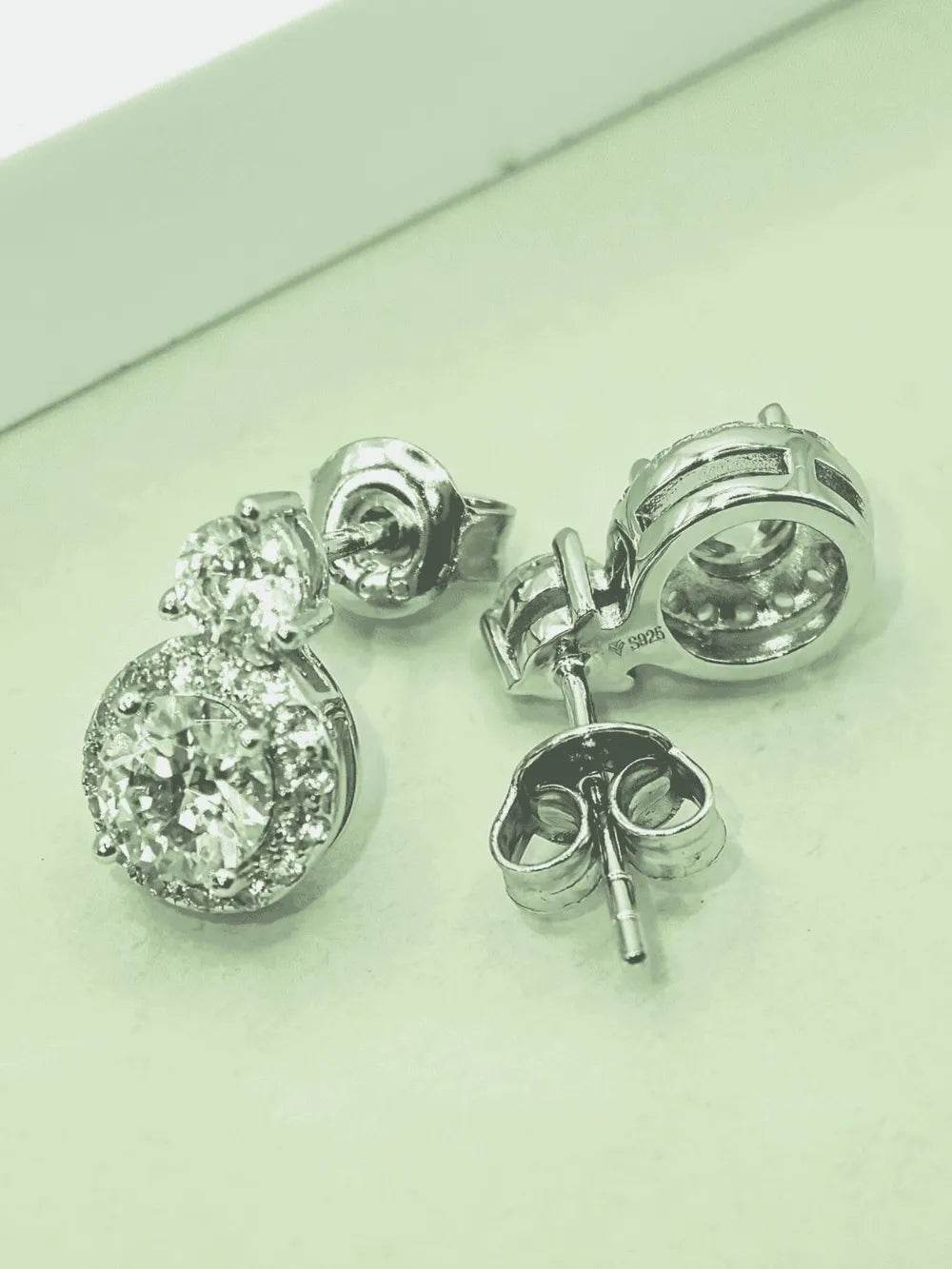 1 Carat Moissanite Earrings in 925 Sterling Silver with Platinum-Plated Finish