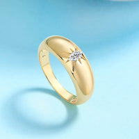 Elegant 925 Sterling Silver Moissanite Ring with 0.1ct Gemstone - Stunning 18K Gold-Plated Design - Store 42