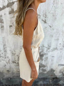 Full Size Button-Front Belted Cami Romper Plus Size - Store 42