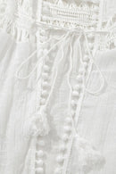 Pom Pom Trim Drawstring Waist Cover-Up