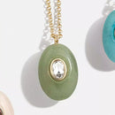 Natural Stone Pendant Necklace Moss One Size