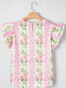Floral Print Ruffled Sleeve Blouse