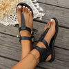 Double Buckle Toe Post Flats Sandals Black