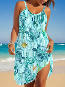 Full Size Printed Scoop Neck Mini Cami Dress Plus Size - Store 42