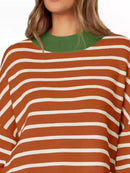 Striped Round Neck Long Sleeve Sweater