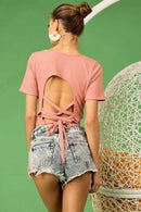 BiBi Rib Knit with Back Cross and Tied Detailed Top - Store 42