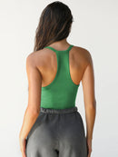 Ribbed V-Neck Halter Tank Top
