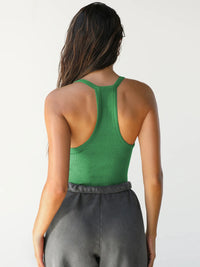 Ribbed V-Neck Halter Tank Top