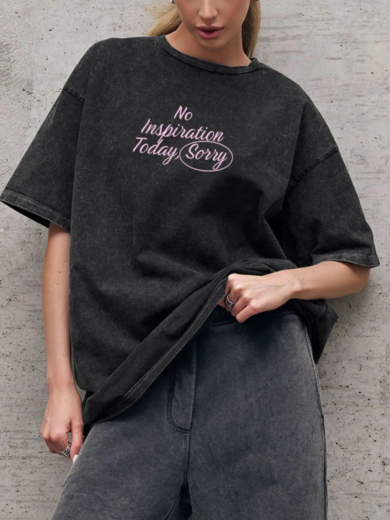 Letter Round Neck Short Sleeve T-Shirt