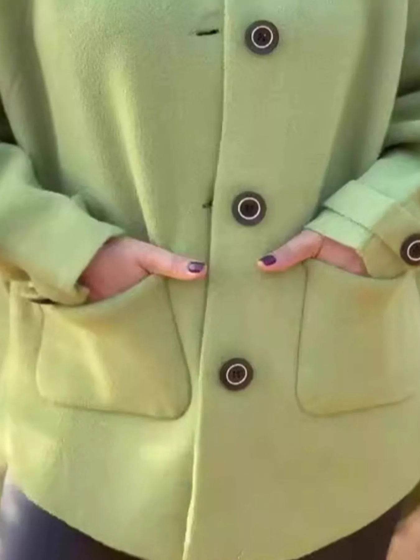 Full Size Button-Front Raglan Sleeve Coat Plus Size - Store 42