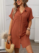 Button Down Short Sleeve Mini Dress
