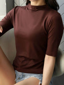 Men's Solid Color Short Sleeve T-Shirt - 100% Polyester, Slightly Stretchy, Imported - Store 42