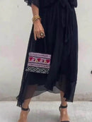 Full Size Flowy Tie Front Midi Dress with Flutter Sleeves Plus Size - Store 42