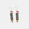 PU Leather Alloy Pencil Earrings Gold One Size