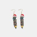 PU Leather Alloy Pencil Earrings Gold One Size